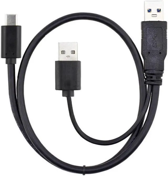 Alt view image 2 of 3 - BUCIER Type-C USB-C to USB 3.0 Male & USB 2.0 Dual Power Data Y Cable for Laptop & Disk