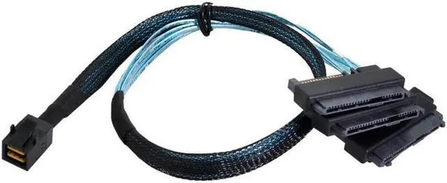 Alt view image 2 of 3 - BUCIER Mini SAS SFF-8643 Host to 4 SAS 29Pin SFF-8482 Target Disk Data Server Raid Cable