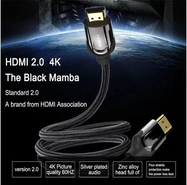 Alt view image 2 of 7 - BUCIER HDMI 2.0 Cable,  High Speed HDMI 2.0 4K Ultra HD Silver Cable Supports Ethernet, Xbox Play Station, PS3, PS4, PC, TV (10m/32 ft., Black)