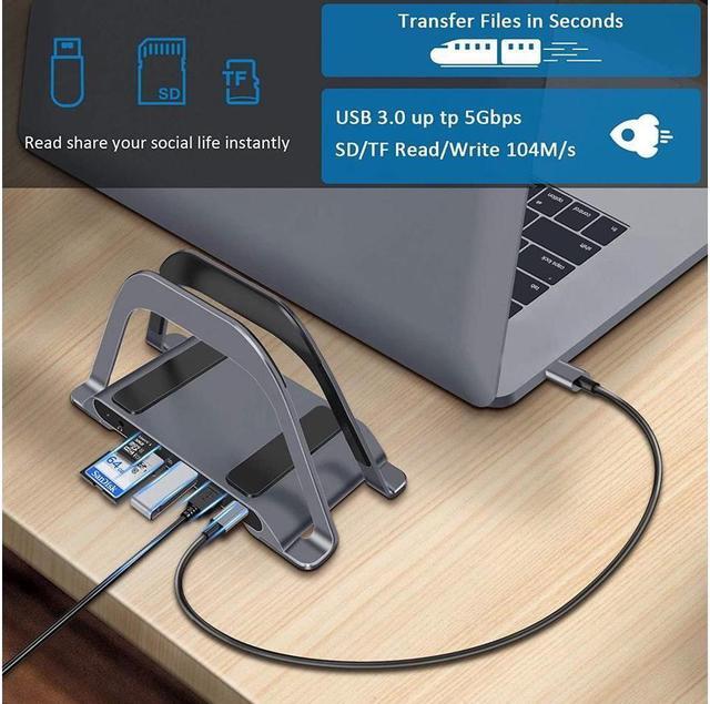 Alt view image 3 of 6 - BUCIER Laptop Docking Station Dual Monitor, 10-in-1 Dual HDMI Monitor USB C Dock Stand with 2 HDMI, 3USB, SD/TF, USB C 87W Charging, RJ45 Ethernet, 3.5mm Audio, USB C Docking Station for USB C Laptops