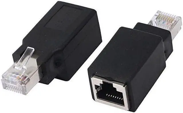 Main image of BUCIER RJ45 Ethernet LAN Male to Female Cat5 / Cat5e / Cat6 Crossover Adapter(2-Pack),Black (Straight)