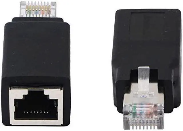 Alt view image 2 of 7 - BUCIER RJ45 Ethernet LAN Male to Female Cat5 / Cat5e / Cat6 Crossover Adapter(2-Pack),Black (Straight)