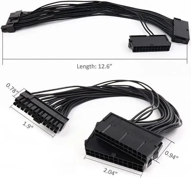 Alt view image 4 of 5 - BUCIER Dual Psu Power Supply 24 Pin Extension Cable For Atx Motherboard,24 Pin 20 + 4 Dual Multiple Psu Power Supply Cable Sp Adapter Extension Kit