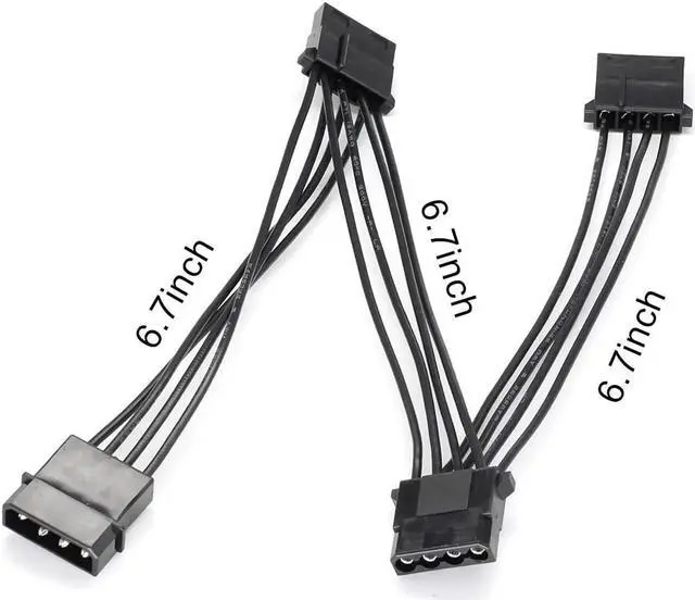 Alt view image 4 of 5 - BUCIER Molex Splitter 4 Pin IDE Power Supply Extension Cable 1 to 3 Y Splitter 6.7 inch