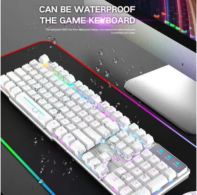 Alt view image 2 of 6 - BUCIER Wireless gaming keyboard and mouse combination, with rainbow LED backlight, rechargeable waterproof mechanical dustproof 7-color backlight, suitable for laptops, PC gamers