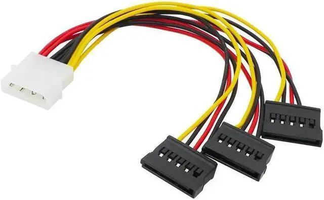 Alt view image 5 of 5 - BUCIER SATA Adapter Cable IDE 4Pin Male To 3 Port SATA Female Splitter Hard Drive Power Supply Cable SATA Cable 22cm