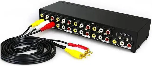 Alt view image 6 of 6 - BUCIER 8 Way AV RCA Switch 8 in 1 Out AV Signal Composite Video L/R Audio Swithcer Switcher Selector Box for STB DVD HDTV VCD VCR(8x1)