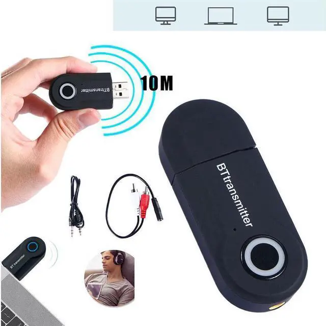 Alt view image 3 of 6 - BUCIER Wireless Bluetooth 5.0 Transmitter A2DP Audio RCA to 3.5mm AUX + USB Adapter