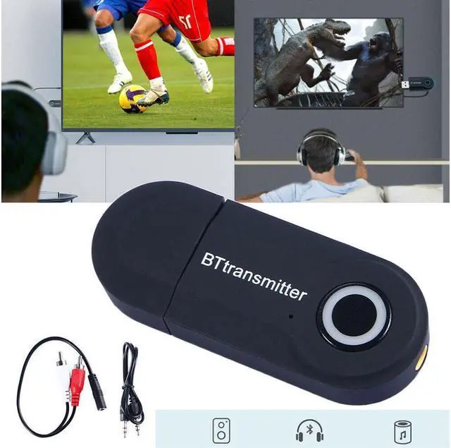 Alt view image 4 of 6 - BUCIER Wireless Bluetooth 5.0 Transmitter A2DP Audio RCA to 3.5mm AUX + USB Adapter