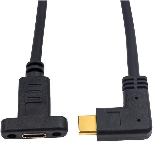 Alt view image 3 of 6 - BUCIER 90 Degree USB C Male to Female Extension Cable 2feet/60cm, Right Angled USB 3.1 Type C Extender Charging & Sync Cable with Panel Mount Screw Hole (USB C Right)