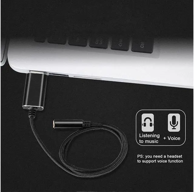 Alt view image 6 of 7 - BUCIER USB to Audio Jack, USB to Audio Adapter 3.5mm to USB, External Stereo Sound Card for Headset/Microphone/Laptop/PC Wuwai
