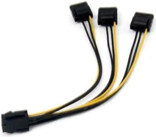 Alt view image 2 of 4 - BUCIER 2pcs PCIe 6pin Female to 3 Molex IDE 4pin Female Graphic Card Power Supply Cable