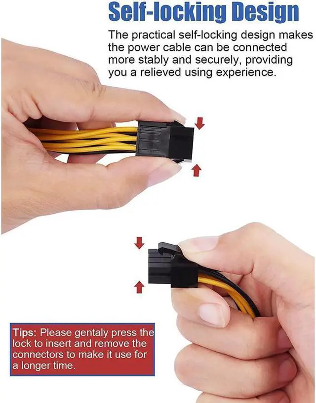 Alt view image 6 of 7 - BUCIER 6 Pin PCIe - 2 x PCIe 8 (6+2) Pin 6PIN to Dual 8PIN Graphics Card PCI-e Express VGA Splitter Power Extension Cable (4 Pieces)
