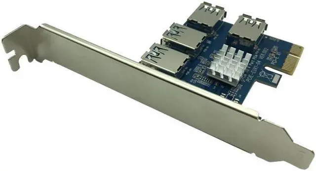 Alt view image 6 of 6 - BUCIER 4 Ports USB 3.0 PCI-E Express 1X to 4X Converter Expansion Card Adapter PCIe X1 Riser Card For BTC Bitcoin Mining Machine