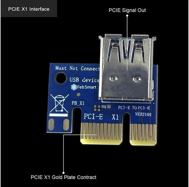 Alt view image 5 of 7 - BUCIER PCI-E Riser for Bitcoin Litecoin ETH Coin Mining 6 PIN Powered PCIE Extension Cable GPU Riser Ethereum Mining ETH GPU Extension Cable PCIEX1 to PCIE X16 VER006C GPU Riser(Blue 6-PCS)