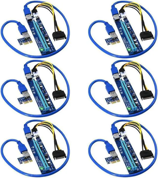 Main image of BUCIER PCI-E Riser for Bitcoin Litecoin ETH Coin Mining 6 PIN Powered PCIE Extension Cable GPU Riser Ethereum Mining ETH GPU Extension Cable PCIEX1 to PCIE X16 VER006C GPU Riser(Blue 6-PCS)