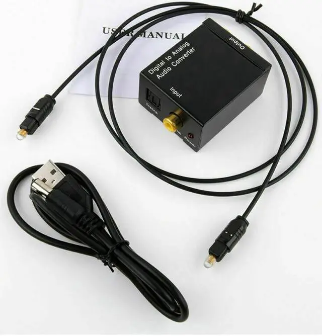 Alt view image 3 of 7 - BUCIER 3.5mm Digital to Analog Audio Converter Adapter W/ Fiber Cable RCA Out optical