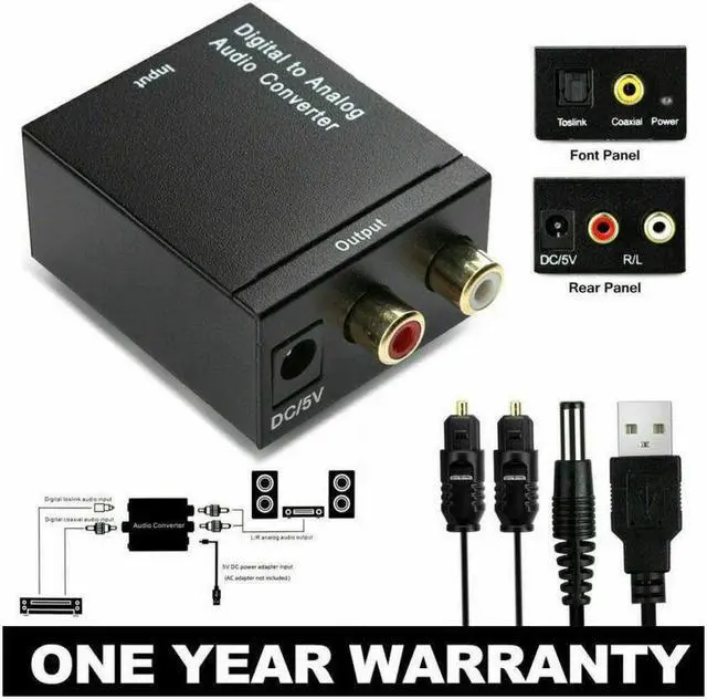 Main image of BUCIER 3.5mm Digital to Analog Audio Converter Adapter W/ Fiber Cable RCA Out optical