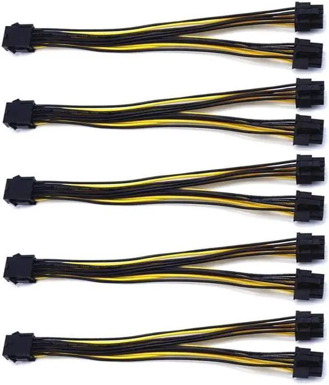 Main image of BUCIER 5-Pack PCI-E 8Pin to 2X 8 Pin (6+2) Power Splitter Cable for PCIE PCI Express Image Card Y - Splitter Extension Cable