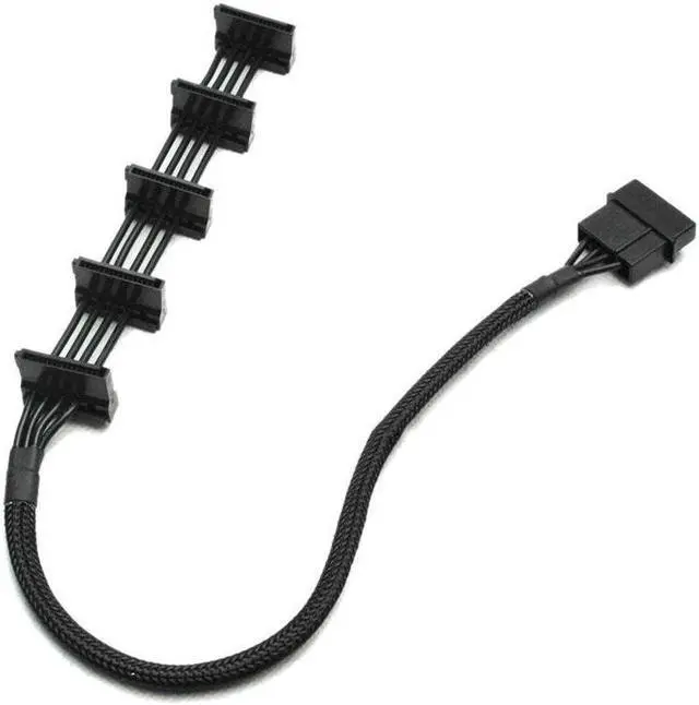 Main image of BUCIER 4-Pin IDE 1to 5 SATA SATA Power Cable Adapter Splitter Cables 18AWG Black Sleeved 40cm For PC Server