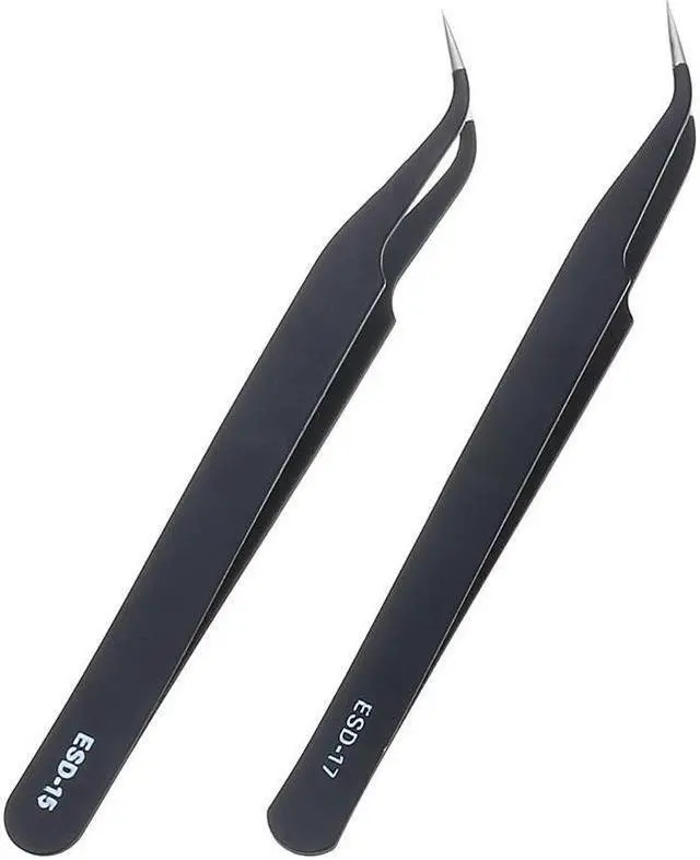 Alt view image 5 of 7 - BUCIER 9 Pcs ESD Tweezer Anti-static Stainless Steel Precision Tweezers for Electronics Nail Beauty