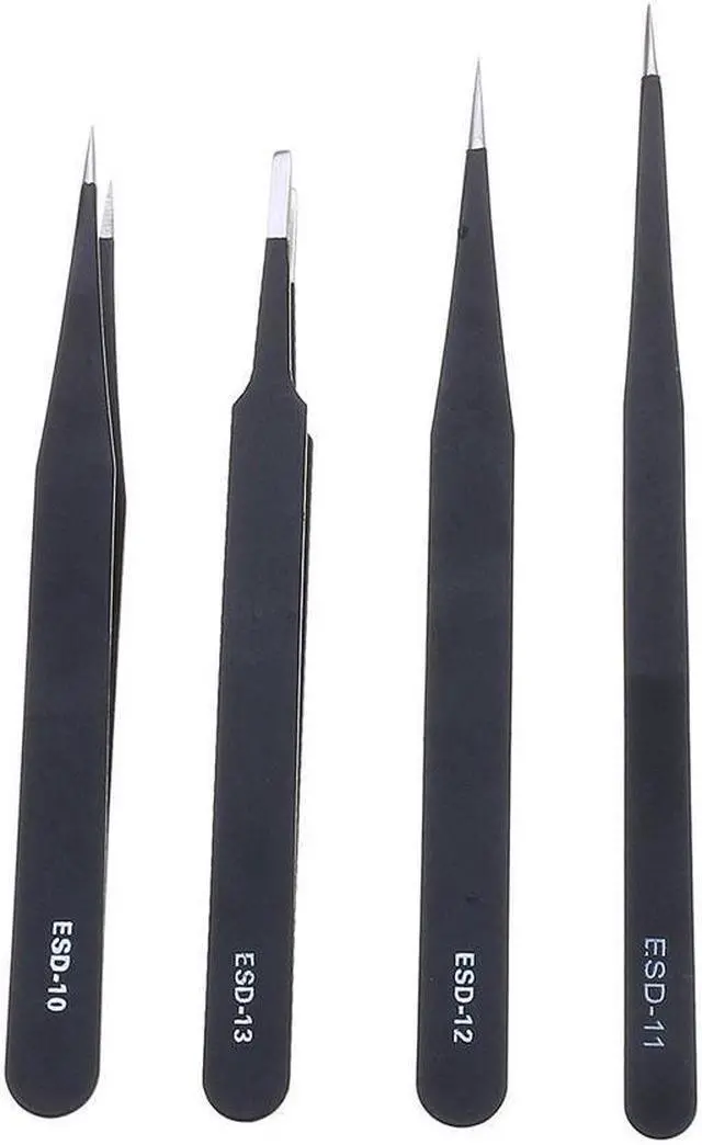 Alt view image 4 of 7 - BUCIER 9 Pcs ESD Tweezer Anti-static Stainless Steel Precision Tweezers for Electronics Nail Beauty