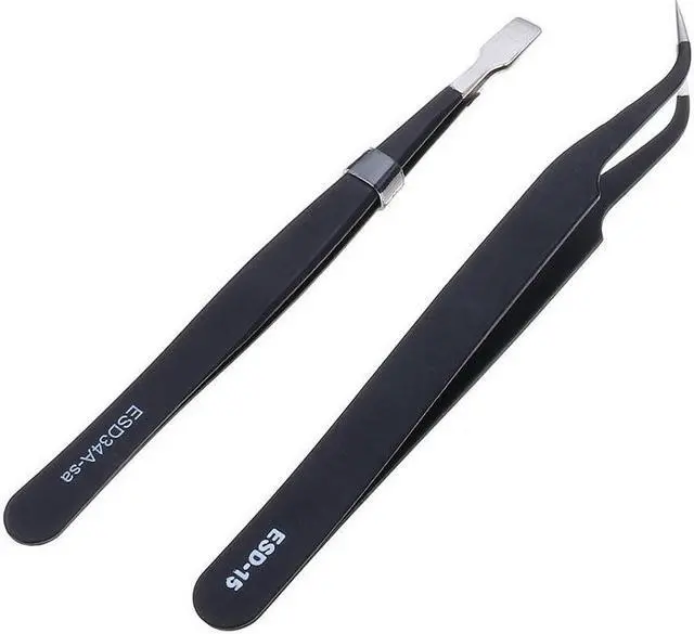 Alt view image 6 of 7 - BUCIER 9 Pcs ESD Tweezer Anti-static Stainless Steel Precision Tweezers for Electronics Nail Beauty