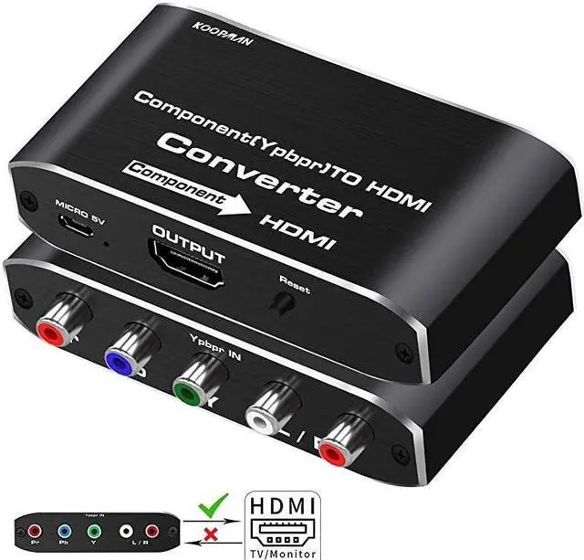 Main image of BUCIER Component to HDMI YPbPr to HDMI Converter 5RCA RGB to HDMI Converter Adapter Supports 1080P Video Audio Converter Adapter HDMI V14 for DVD PSP Xbox PS2 N64 to HDTV Monitor and Projector
