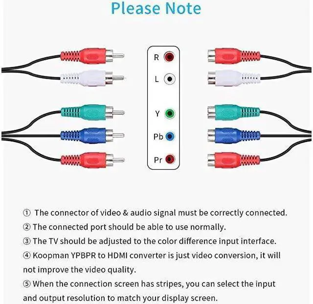 Alt view image 5 of 7 - BUCIER Component to HDMI YPbPr to HDMI Converter 5RCA RGB to HDMI Converter Adapter Supports 1080P Video Audio Converter Adapter HDMI V14 for DVD PSP Xbox PS2 N64 to HDTV Monitor and Projector