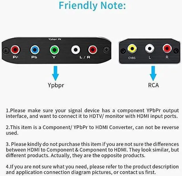 Alt view image 6 of 7 - BUCIER Component to HDMI YPbPr to HDMI Converter 5RCA RGB to HDMI Converter Adapter Supports 1080P Video Audio Converter Adapter HDMI V14 for DVD PSP Xbox PS2 N64 to HDTV Monitor and Projector