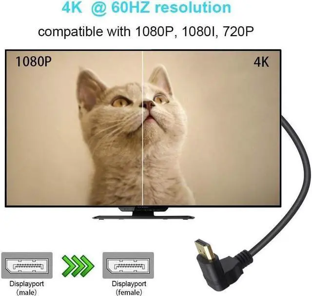 Alt view image 5 of 6 - BUCIER Displayport Extension Cable 90 Degree Displayport Extender Up Angle Displayport Male to Female DP to DP Extension Adapter Cable Gold Plated 30 CM/12inch