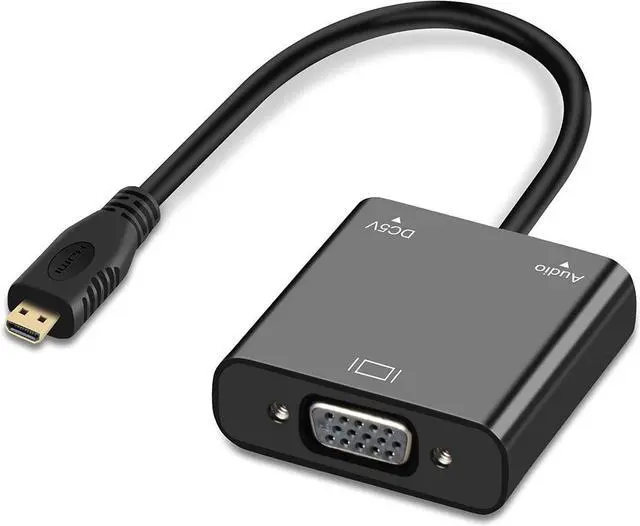 Alt view image 6 of 7 - BUCIER Micro HDMI to VGA Adapter Active Micro HDMI to VGA Video Converter with 3.5mm Stereo Audio Micro HDMI to VGA Cable (Male to Female) Compatible with Laptop Projector HDTV Chromebook