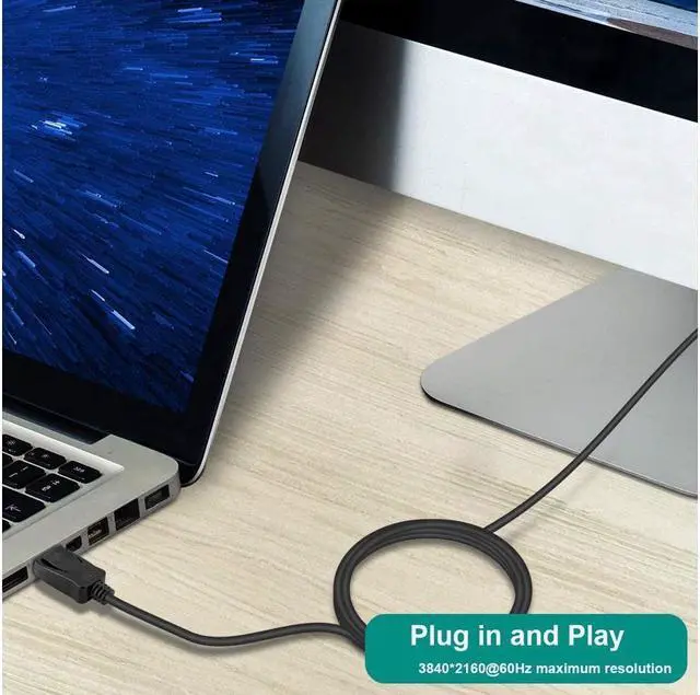 Alt view image 6 of 6 - BUCIER 4K DisplayPort to DisplayPort Cable (DP to DP Cable, Display Port Cable) 6 Feet - 4K 60Hz, 2K 144Hz Monitor Support ,Black