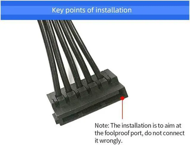 Alt view image 5 of 5 - BUCIER 2pcs SATA Power 4 Pin 1 Male To 5 Female Splitter Hard Drive Cable for HDD SSD