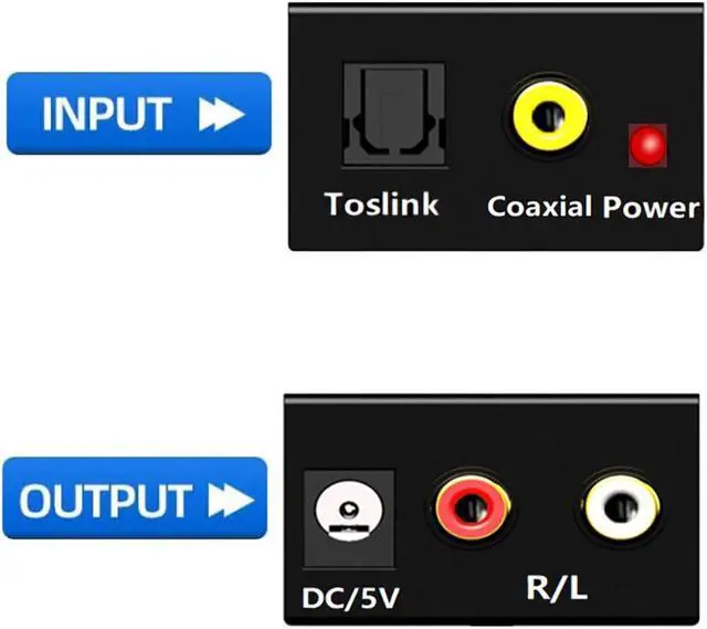 Alt view image 3 of 5 - BUCIER Digital to Analog Audio Converter DAC and Optical SPDIF Toslink Coaxial to Analog Stereo L/R Converter, Audio Analog Converter with Optical Cable/Power Adapter for PS3 PS4 PS5 Xbox Roku