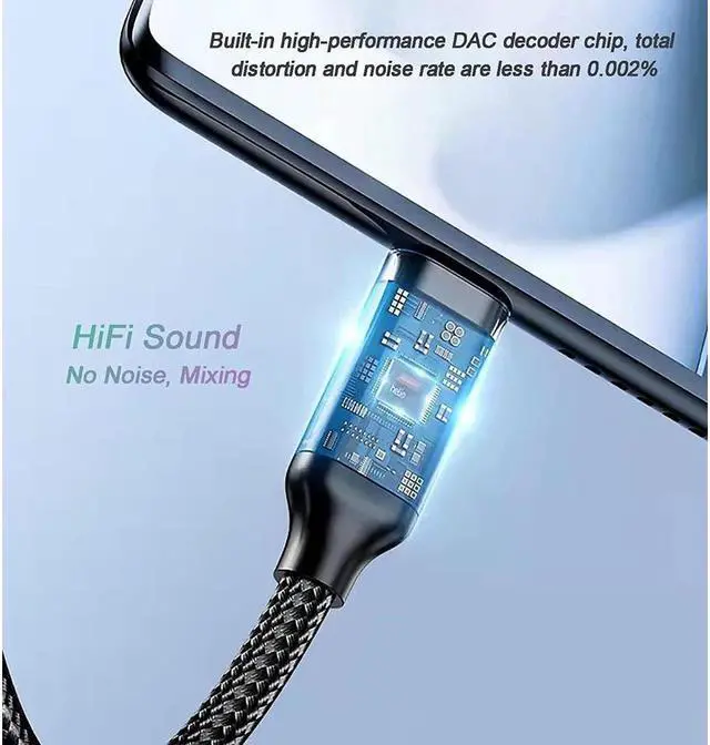 Alt view image 5 of 7 - BUCIER USB C to 3.5mm Headphone Adapter USB Type C Dongle Audio Jack Converter DAC Chip Braided Cable Aux Earbuds Adapter for Samsung Galaxy S21+ Ultra S20 FE Note 20 OnePlus 8T 9 Pro 7T Pixel5 Black