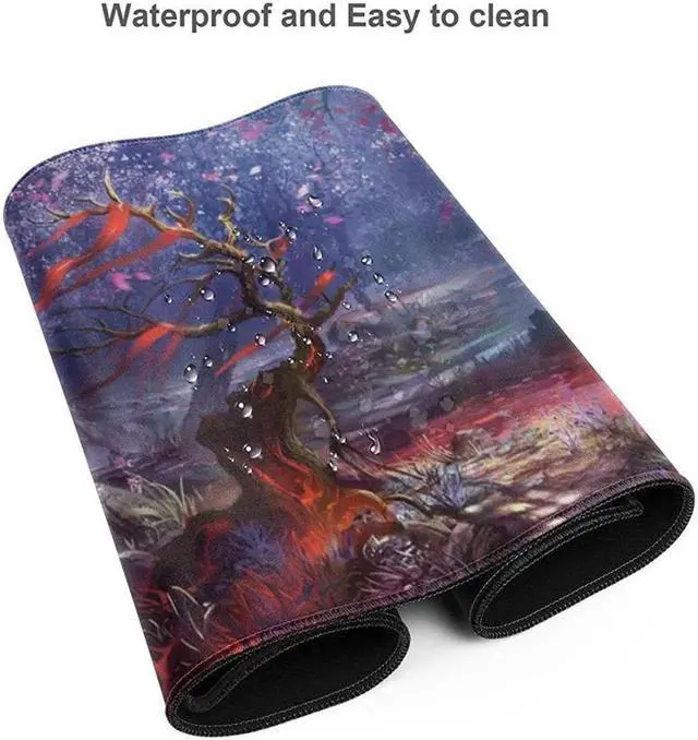 Alt view image 3 of 6 - BUCIER  Cherry Blossom Anime Gaming Mouse Pad Extended Large Square Long Full Desk Computer Keyboard Mat for Retouching Desktop Pad Thick XXL Painting with Design Non-Slip Rubber Base Waterproof 80X30
