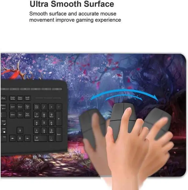 Alt view image 4 of 6 - BUCIER  Cherry Blossom Anime Gaming Mouse Pad Extended Large Square Long Full Desk Computer Keyboard Mat for Retouching Desktop Pad Thick XXL Painting with Design Non-Slip Rubber Base Waterproof 80X30