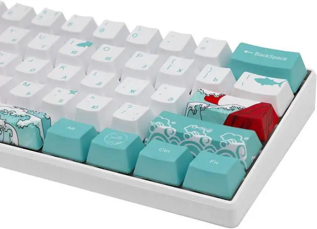 Alt view image 5 of 7 - BUCIER (Only Keycaps) Coral Sea 60% PBT Keycaps Set OEM Profile for MX Switches Mechanical Gaming Keyboard GK61 64