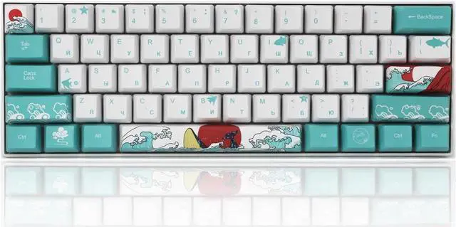 Main image of BUCIER (Only Keycaps) Coral Sea 60% PBT Keycaps Set OEM Profile for MX Switches Mechanical Gaming Keyboard GK61 64
