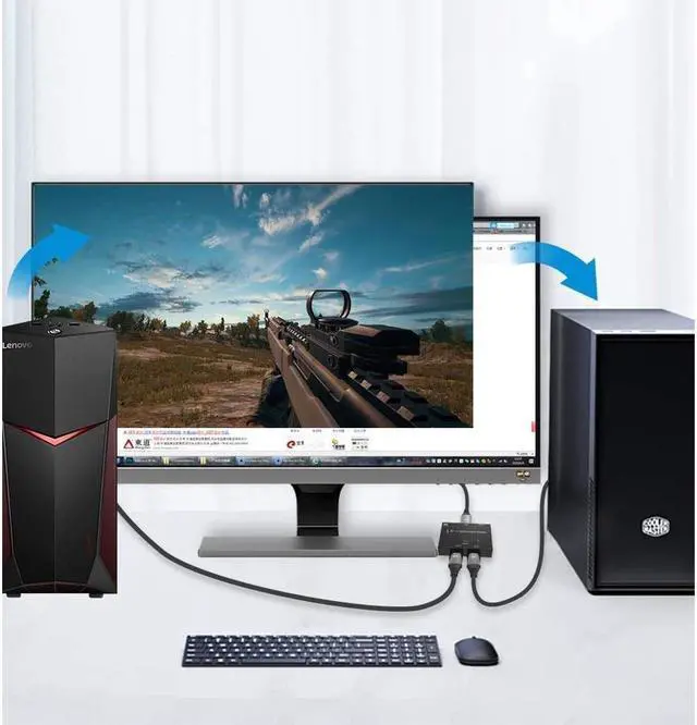 Alt view image 4 of 6 - BUCIER DisplayPort Switch Bidirectional DisplayPort 1.4 KVM Splitter 2 Input 1 Output - Supports 8K 4K 3D 1080P HD Manual DP Switcher for PC Host Monitor etc
