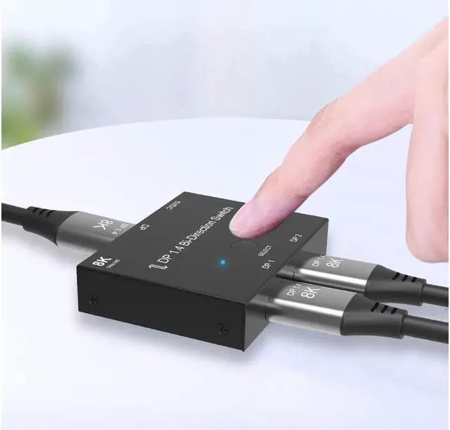 Alt view image 2 of 6 - BUCIER DisplayPort Switch Bidirectional DisplayPort 1.4 KVM Splitter 2 Input 1 Output - Supports 8K 4K 3D 1080P HD Manual DP Switcher for PC Host Monitor etc