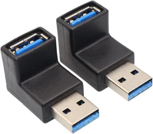 Main image of BUCIER Right Angle USB Adapter VCZHS USB3.0 AM to AF L Shape Converter Adapter USB 3.0 A Male to A Female 90 Degree Angle Plug(Pack of 2)