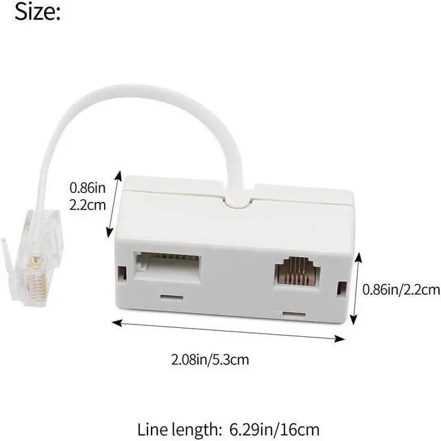 Alt view image 2 of 7 - BUCIER 2 PACK RJ45 to BT RJ11 Secondary Telephone Splitter 2 Way Female to Male Adapter Converter Line Cables Telephone Plug Socket Connector Ethernet For Landline
