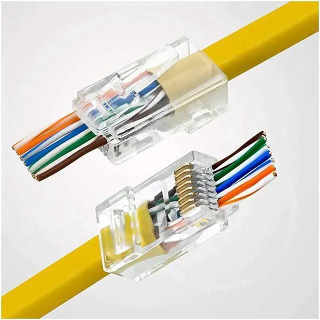 Alt view image 7 of 7 - BUCIER RJ45 Cat6 Pass Through Connectors - Pack of 100 | Modular Plug for Solid or Stranded UTP Network Cable