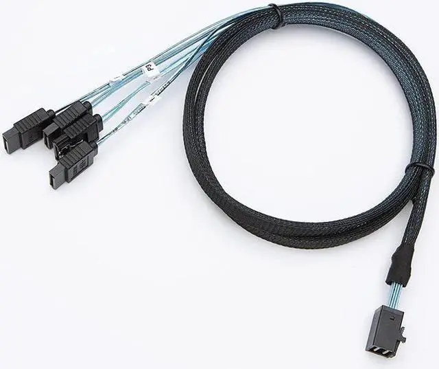 Alt view image 6 of 7 - BUCIER Internal HD Mini SAS Cable 0.5M / 1.6FT, Internal HD Mini SAS (SFF-8643 Host) - 4X SATA (Target) Cable, SFF-8643 to 4X SATA Cable, SFF-8643 for Controller, 4 Sata Connect to Hard Drive