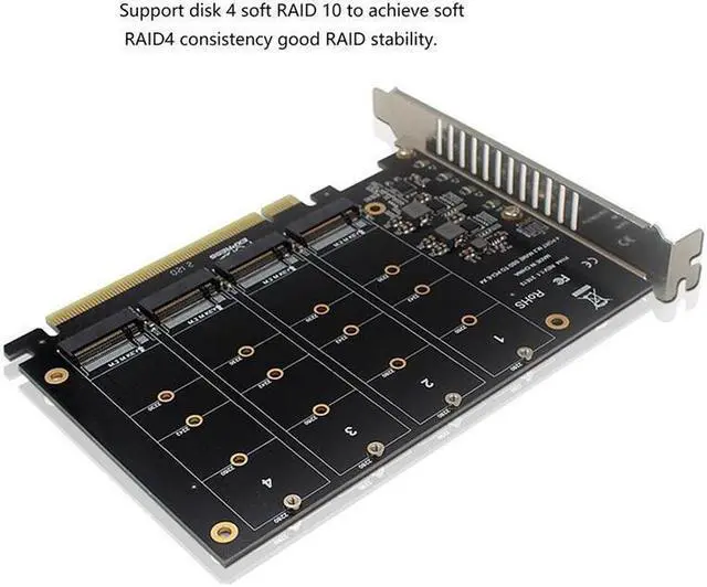 Alt view image 4 of 4 - BUCIER PCIE 4-Port M.2 NVEM SSD Expansion Card Computer Motherboard Solid State Drive Expansion Card