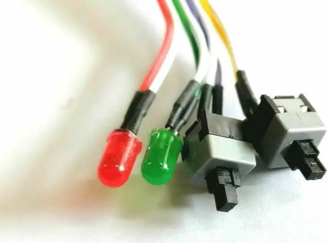 Alt view image 5 of 5 - BUCIER 65cm PC Case Motherboard 2x ATX Power Switch Reset Button ON/OFF Cable w/ 2x LED