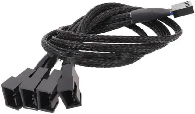 Main image of BUCIER Computer Motherboard Fan 4pin 1 to 4 Splitter Cable PWM 4Pin Extension Cable 30cm Fan Cable Sleeved