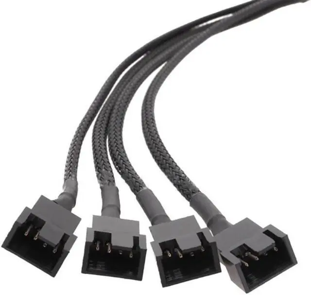 Alt view image 3 of 4 - BUCIER Computer Motherboard Fan 4pin 1 to 4 Splitter Cable PWM 4Pin Extension Cable 30cm Fan Cable Sleeved